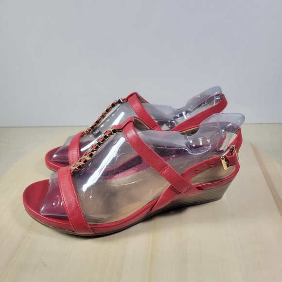 Vionic Port Cali Red Demi Wedge Open Toe Strappy Sandal Womens size 6.5 W - Picture 3 of 10